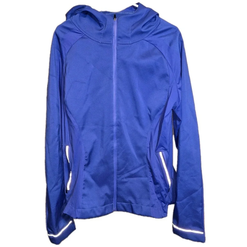Uncommon Basics UB Women's 2XL Blue Softshell Hooded‎ Jacket Full Zip Reflective